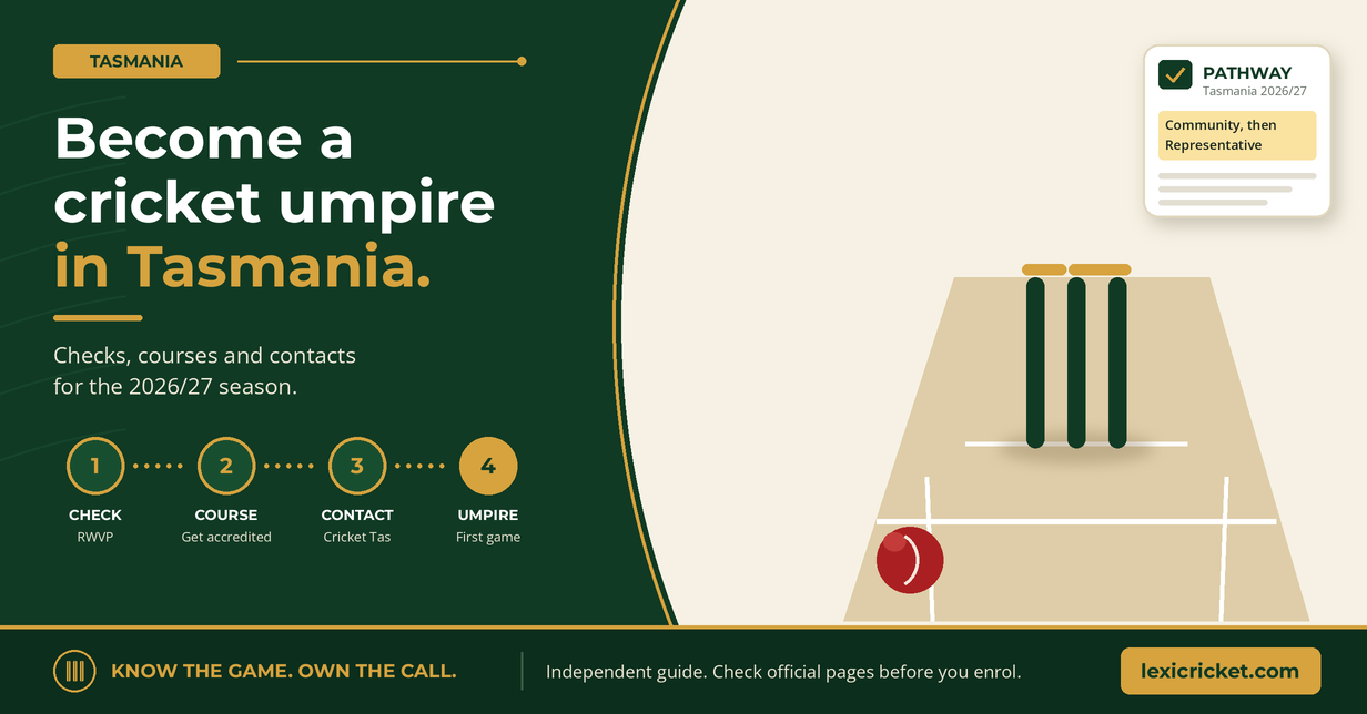 How to become a cricket umpire in Tasmania (2026/27 guide)